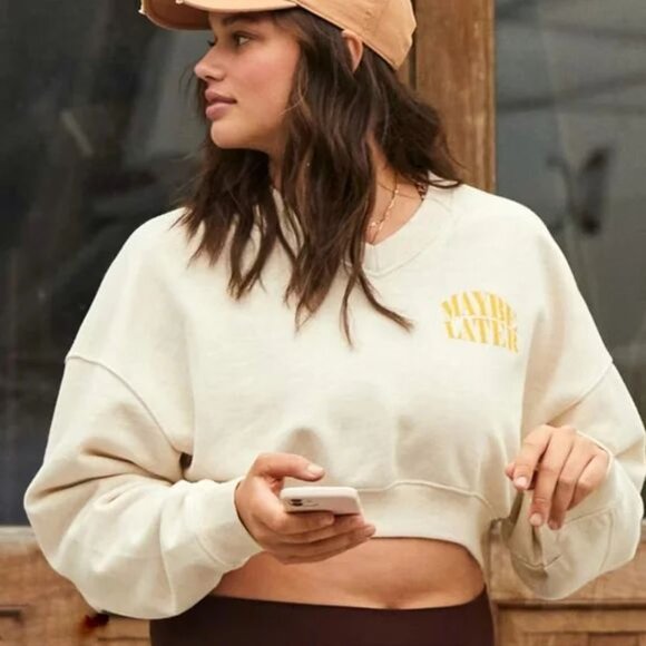 aerie Tops - Aerie Women's Offline Throw-Back Maybe Later Cropped Soft Fleece Sweatshirt